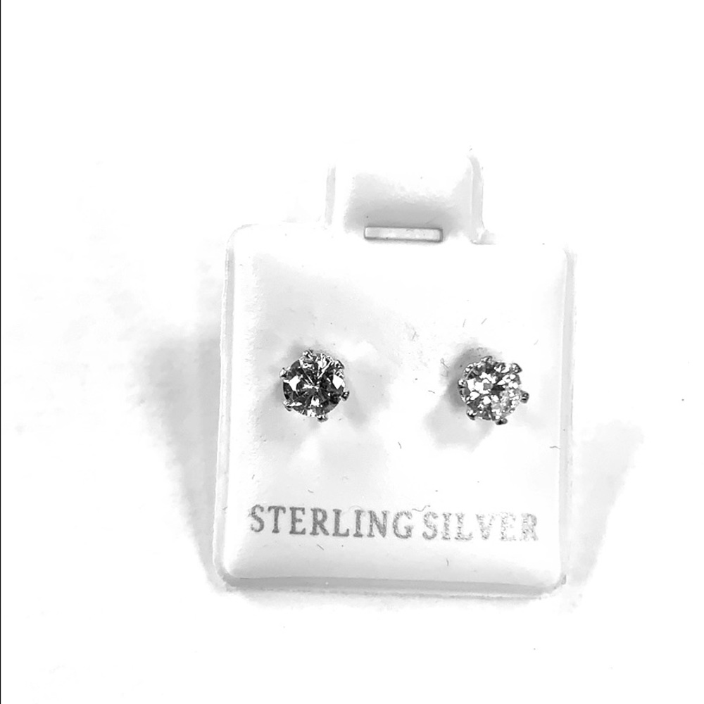 Sterling silver earrings studs solitaire 4mm